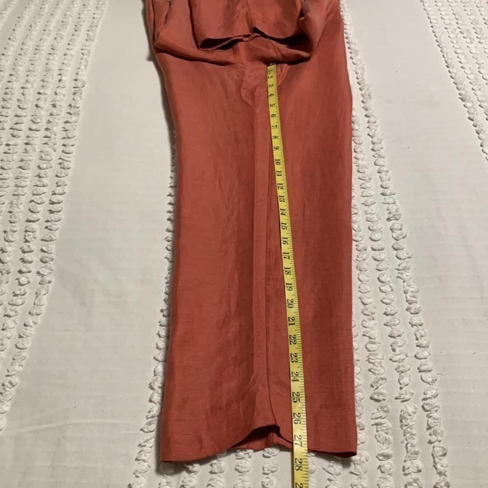 J. Crew Women’s Linen Blend Terracotta Size 10 Pleated Trousers Office Quiet - Picture 12 of 12
